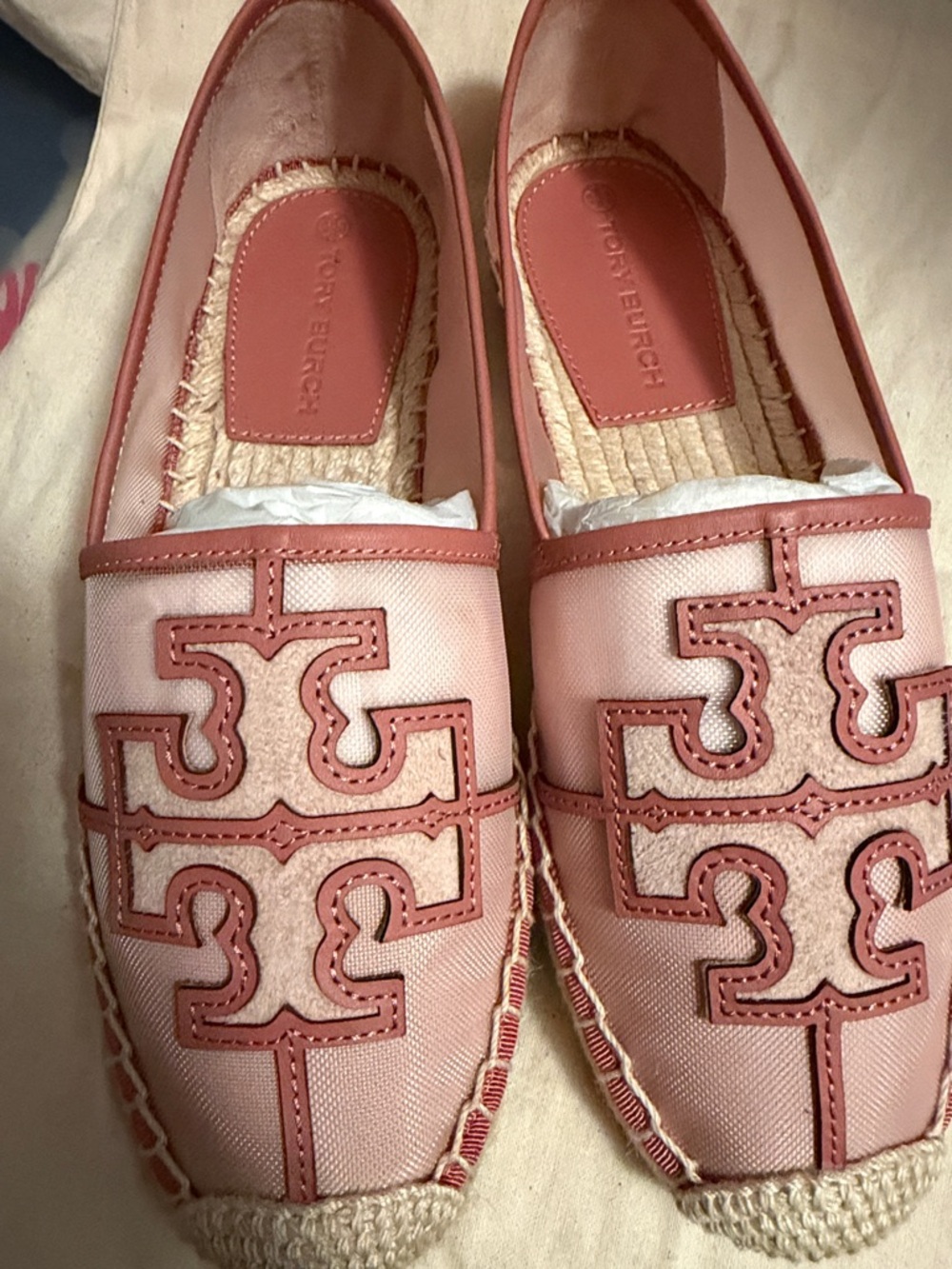 Tory Burch Rose Pink Espadrille Slip-On Flats - Picture 3 of 5
